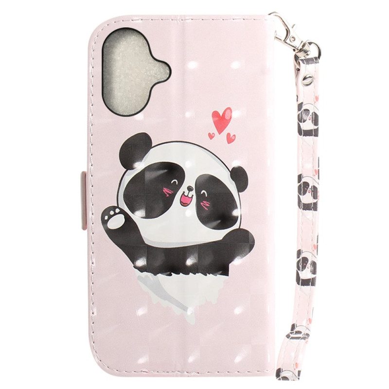 Fodral För iPhone 16 Panda Love Med Rem