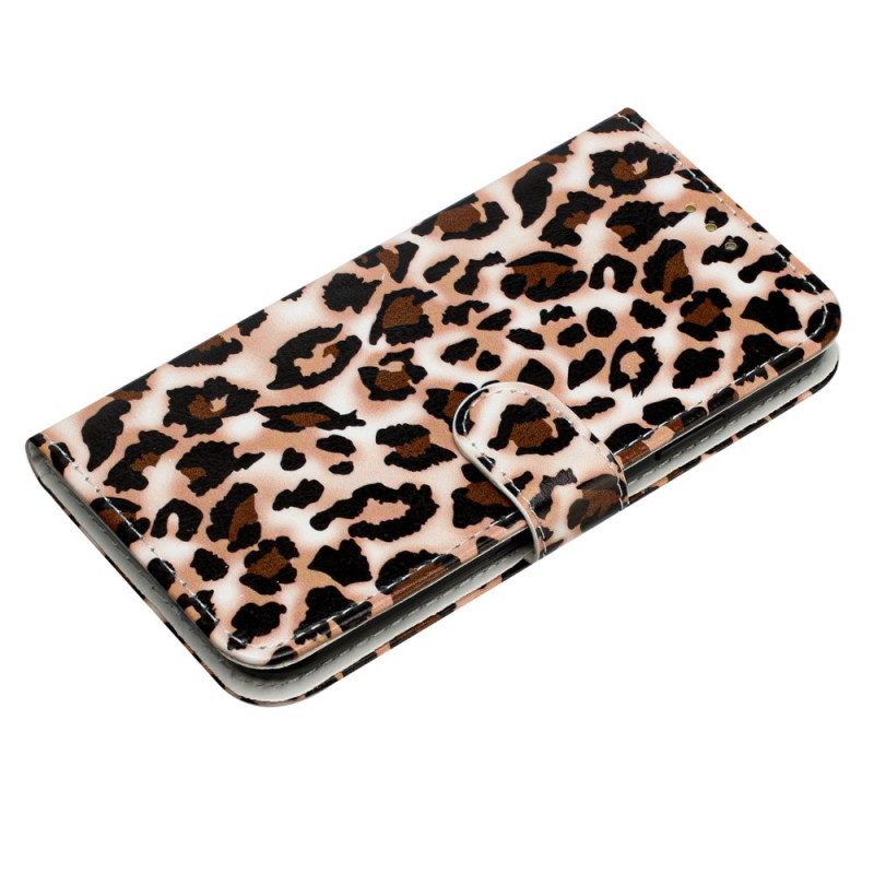 Fodral För iPhone 16 Pro Max Leopardmönster Med Rem