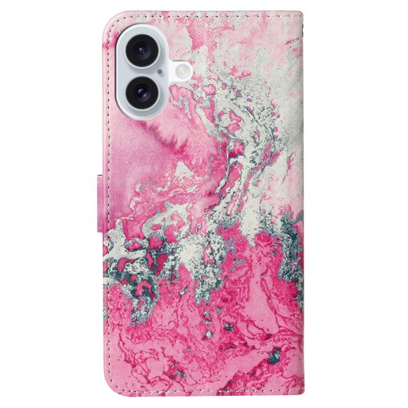 Fodral iPhone 16 Plus Marmorrosa Marmor