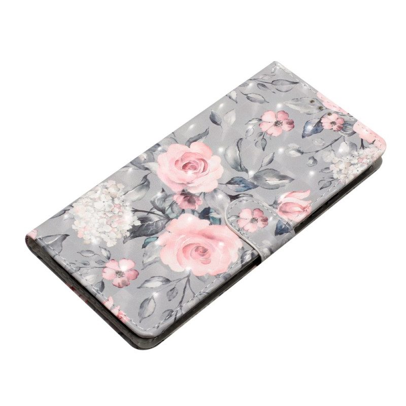 Fodral iPhone 16 Plus Rosa Blommor Med Rem