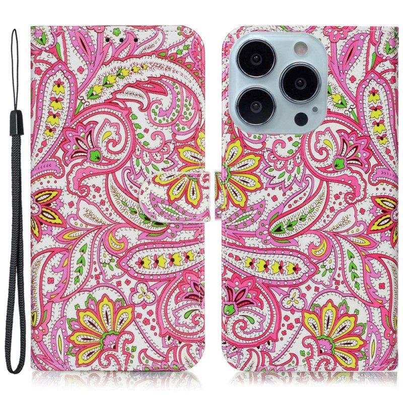 Fodral iPhone 16 Pro Floral Print Strappy