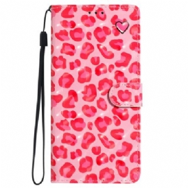 Fodral iPhone 16 Rosa Leopardtryck Med Rem