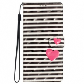 Fodral iPhone 16 Stripes And Hearts Strap