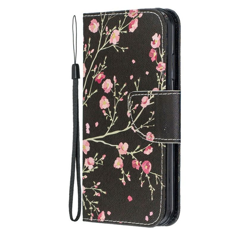 Folio-fodral För iPhone 12 Mini Med Kedjar Fantastiska Bandblommor