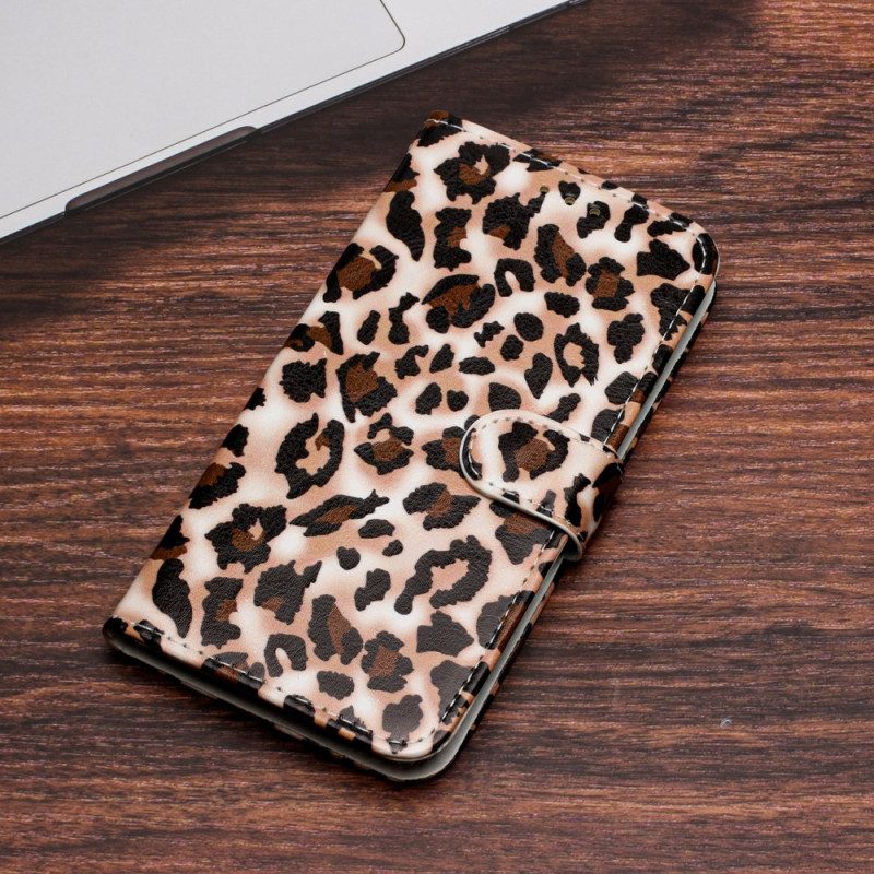 Läderfodral iPhone 16 Plus Telefonfodral Leopardmönster Med Rem