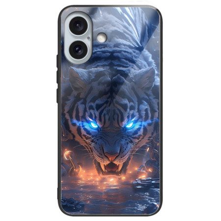 Skal För iPhone 16 Plus Tigertryckt Härdat Glas