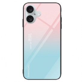 Skal iPhone 16 Gradient Härdat Glas Rosa Blå