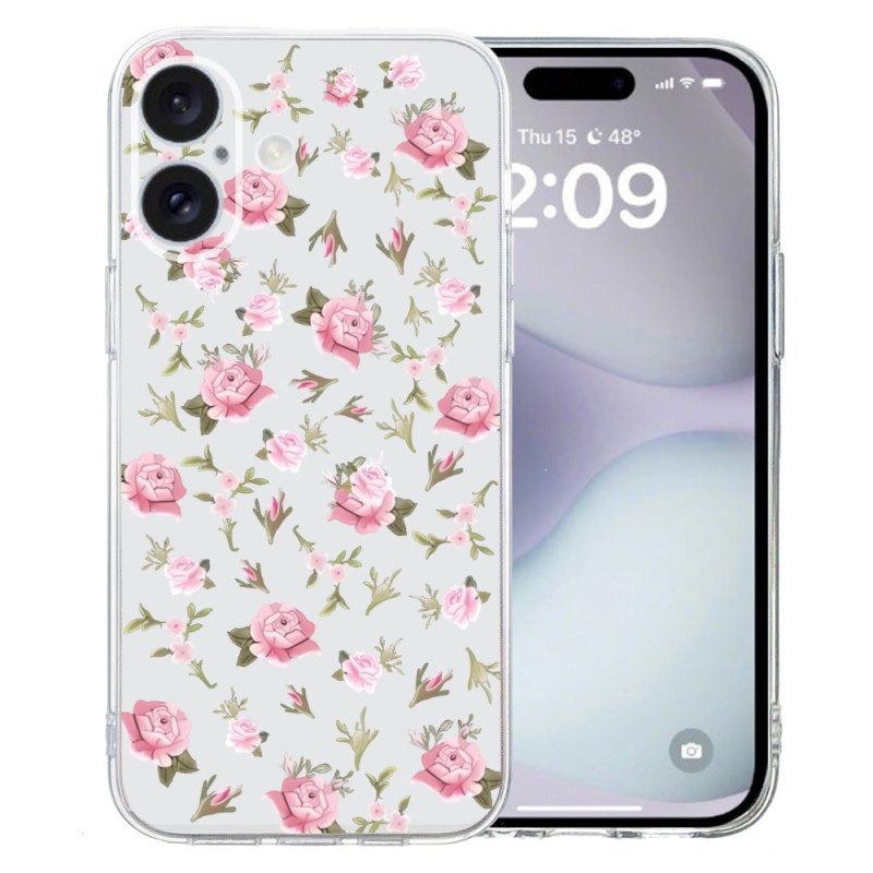 Skal iPhone 16 Plus Små Rosa Blommor