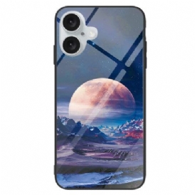 Skal iPhone 16 Plus Vitt Planet Härdat Glas