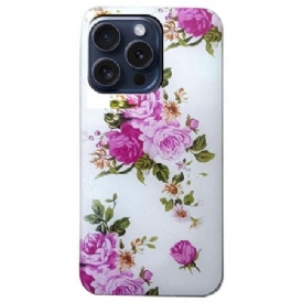 Skal iPhone 16 Pro Max Telefonfodral Rosa Blommor