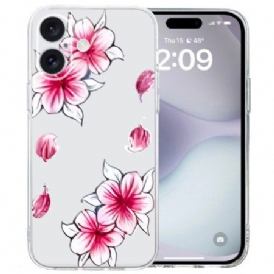 Skal iPhone 16 Telefonfodral Transparent Edge Cherry Blossom