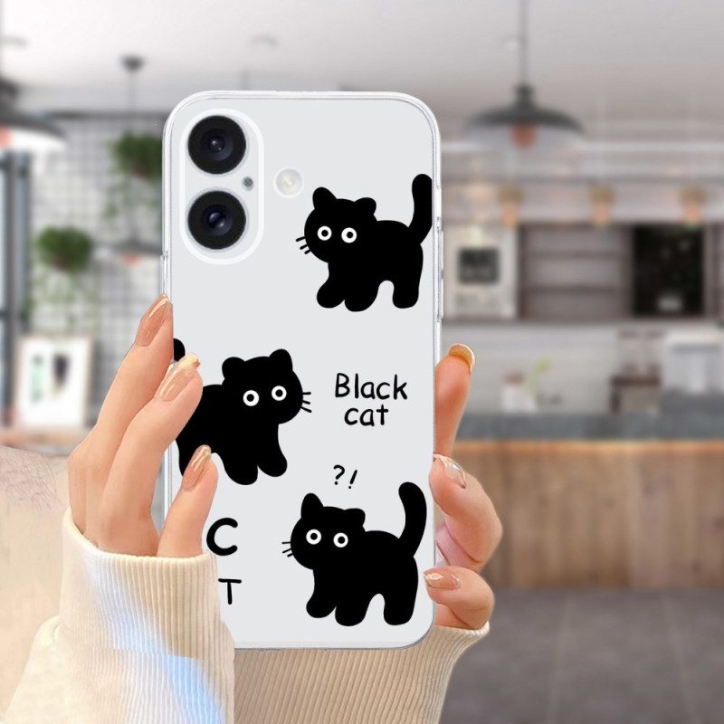 Skal iPhone 16 Transparent Edge Black Cats