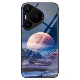 Skal Huawei Pura 70 Pro Telefonfodral Vit Planet Härdat Glas