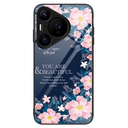 Skal Huawei Pura 70 Telefonfodral Rosa Blommor I Härdat Glas