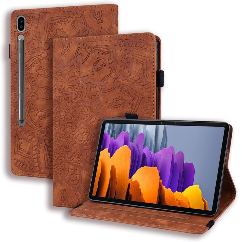 Case Samsung Galaxy Tab S9 Fe Telefonfodral Blommönster Och Stylushållarrem