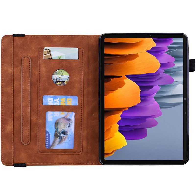 Case Samsung Galaxy Tab S9 Fe Telefonfodral Blommönster Och Stylushållarrem