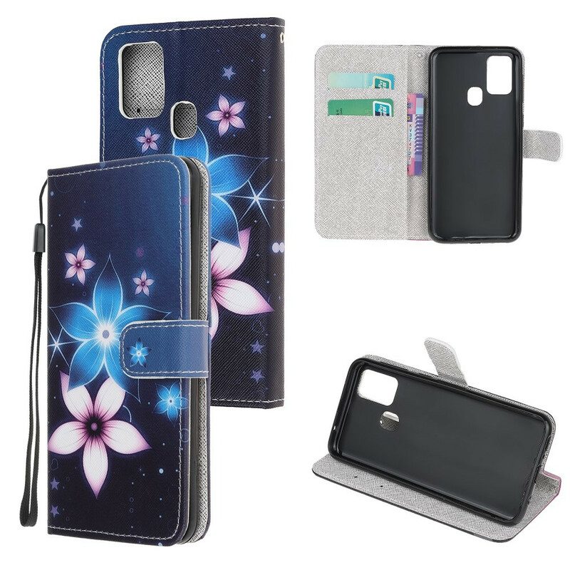 Fodral För Samsung Galaxy A21s Med Kedjar Lunar Strap Blommor