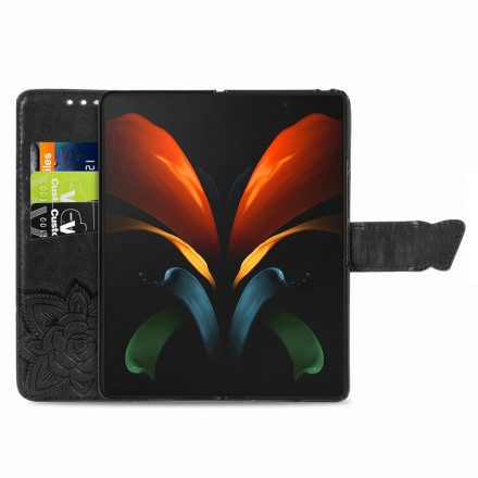 Fodral För Samsung Galaxy Z Fold 2 Fjärilsdesign Med Rem