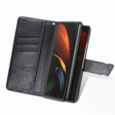 Fodral För Samsung Galaxy Z Fold 2 Fjärilsdesign Med Rem