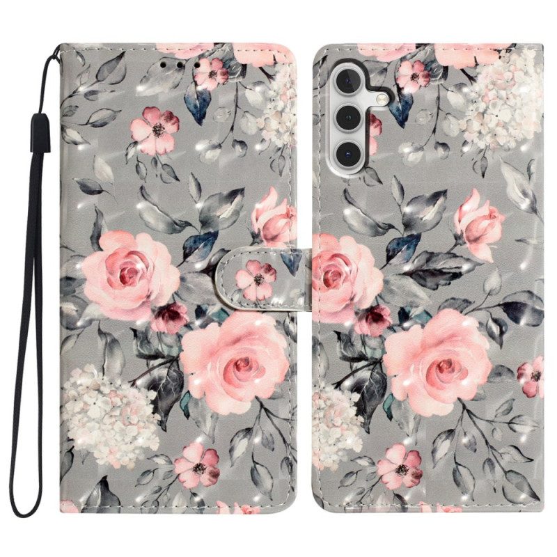 Fodral Samsung Galaxy A16 5g Rosa Blommor Mönster