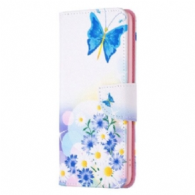 Fodral Samsung Galaxy S24 5g Blå Fjärilar Och Blommor