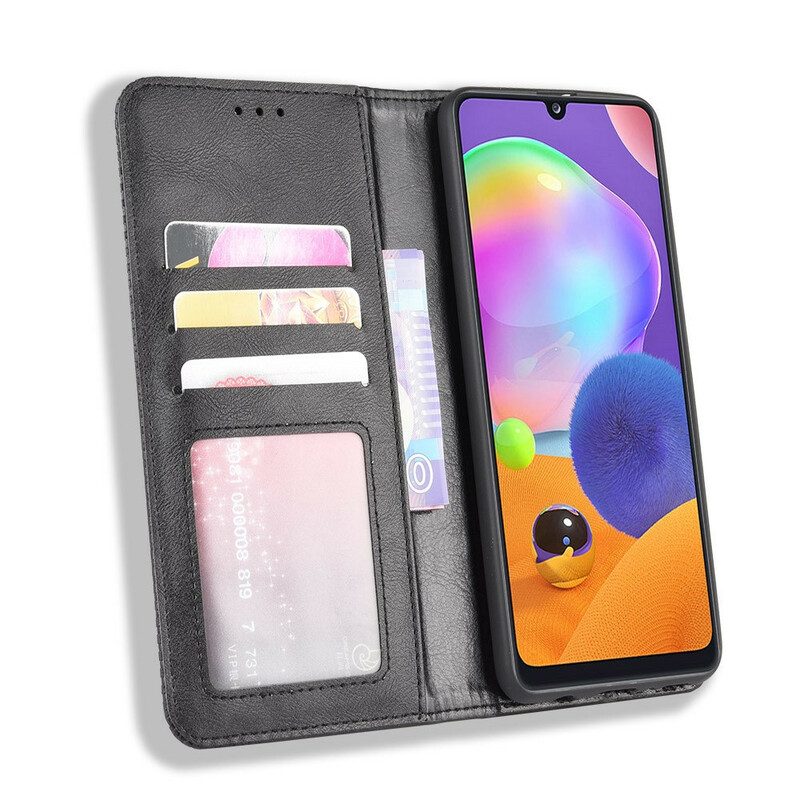 Folio-fodral För Samsung Galaxy A31 Läderfodral Vintage Stiliserad Lädereffekt