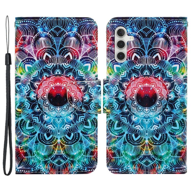 Läderfodral Samsung Galaxy A15 5g Telefonfodral Superb Mandala Med Rem