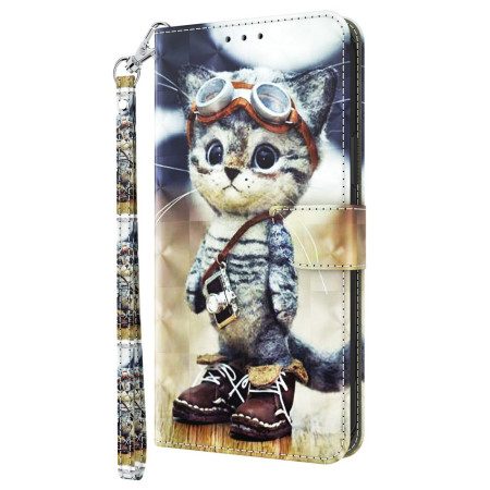 Läderfodral Samsung Galaxy A16 5g Telefonfodral Aviator Cat Med Rem