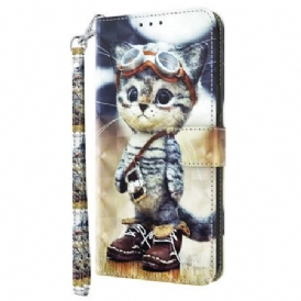 Läderfodral Samsung Galaxy A16 5g Telefonfodral Aviator Cat Med Rem