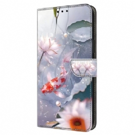 Läderfodral Samsung Galaxy A16 5g Telefonfodral Blommor Och Fiskar