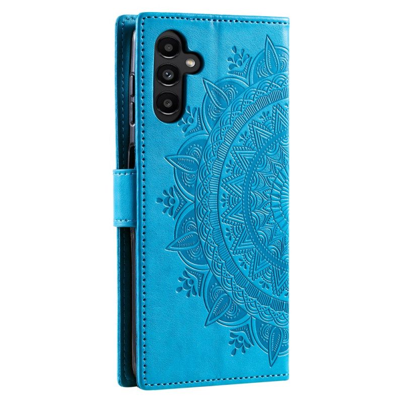 Läderfodral Samsung Galaxy A55 5g Telefonfodral Mandala Sol Med Rem