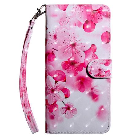 Läderfodral Samsung Galaxy S24 5g Telefonfodral Röda Blommor Med Rem