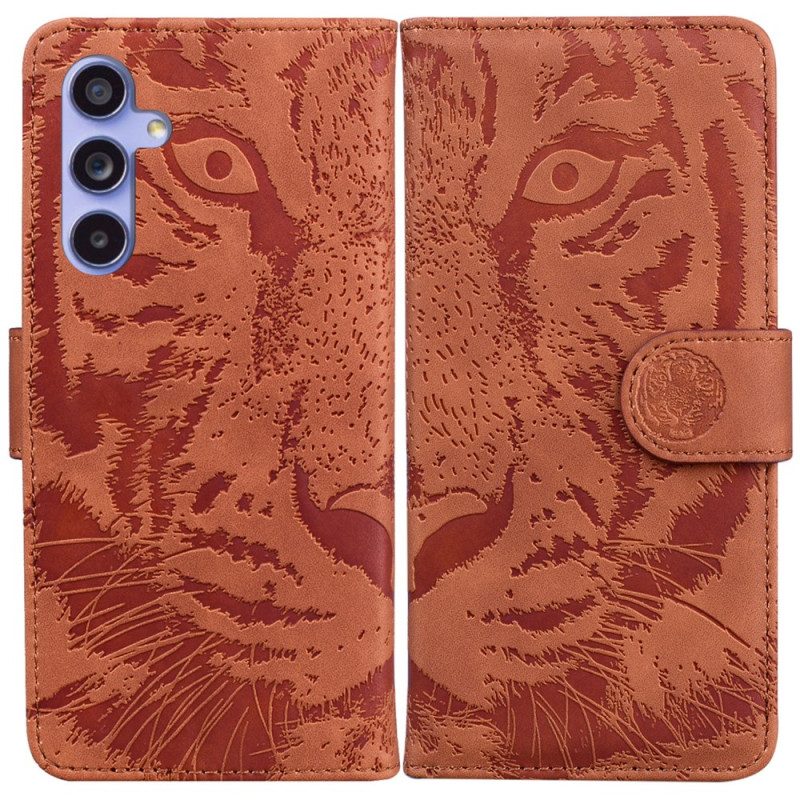 Läderskal Fodral Samsung Galaxy A55 5g Tiger Footprint