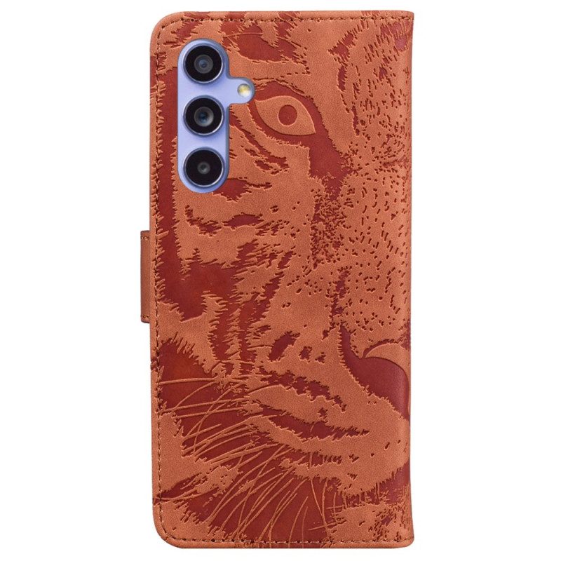 Läderskal Fodral Samsung Galaxy A55 5g Tiger Footprint