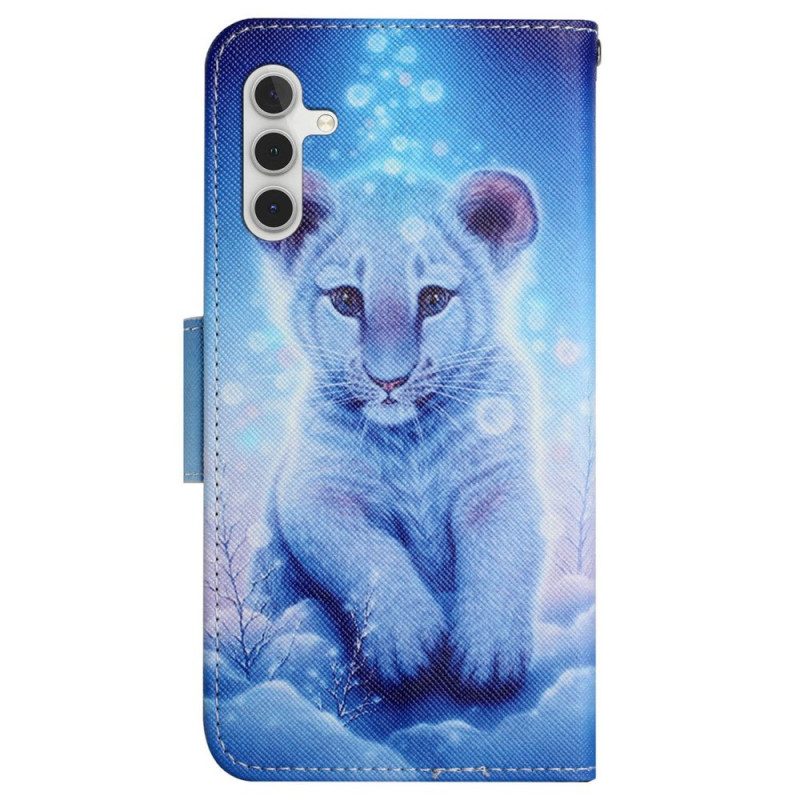 Läderskal Fodral Samsung Galaxy S24 Plus 5g Leopardmönster Med Rem