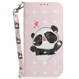 Läderskal Fodral Samsung Galaxy S24 Plus 5g Panda Love Med Rem