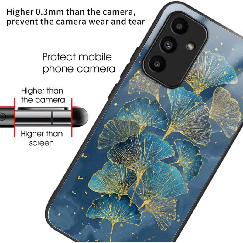 Skal För Samsung Galaxy A15 Ginkgoblad Av Härdat Glas