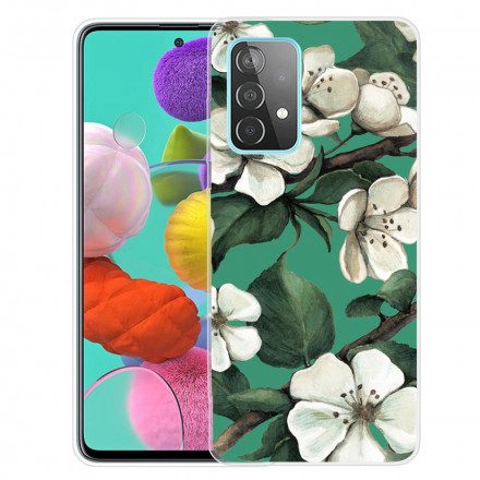 Skal För Samsung Galaxy A32 4G Målade Vita Blommor