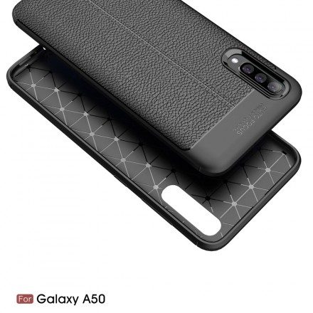 Skal För Samsung Galaxy A50 Double Line Litchi Lädereffekt