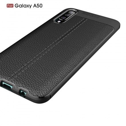 Skal För Samsung Galaxy A50 Double Line Litchi Lädereffekt