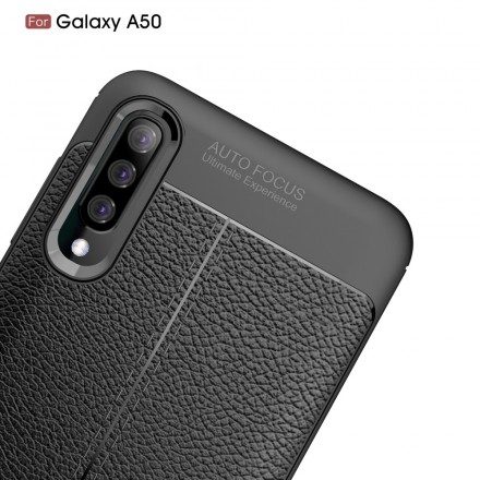 Skal För Samsung Galaxy A50 Double Line Litchi Lädereffekt