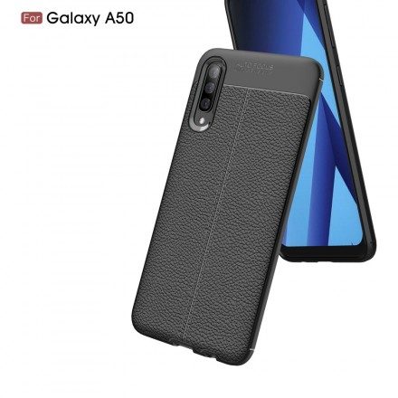 Skal För Samsung Galaxy A50 Double Line Litchi Lädereffekt