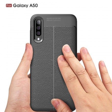 Skal För Samsung Galaxy A50 Double Line Litchi Lädereffekt