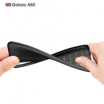 Skal För Samsung Galaxy A50 Double Line Litchi Lädereffekt