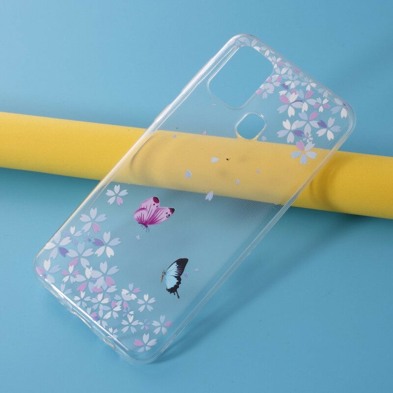 Skal För Samsung Galaxy M31 Transparenta Fjärilar Och Blommor