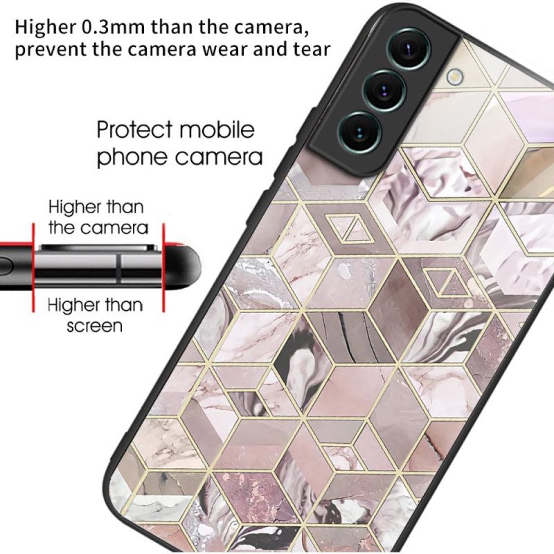 Skal För Samsung Galaxy S24 5g Block Marmor Härdat Glas