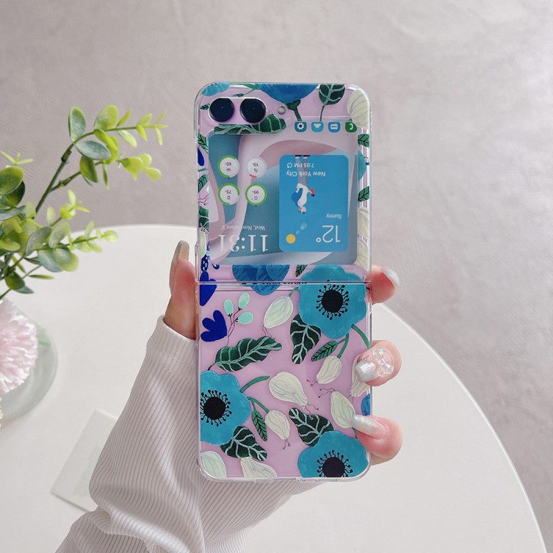 Skal För Samsung Galaxy Z Flip 5 Genomskinliga Vackra Blommor