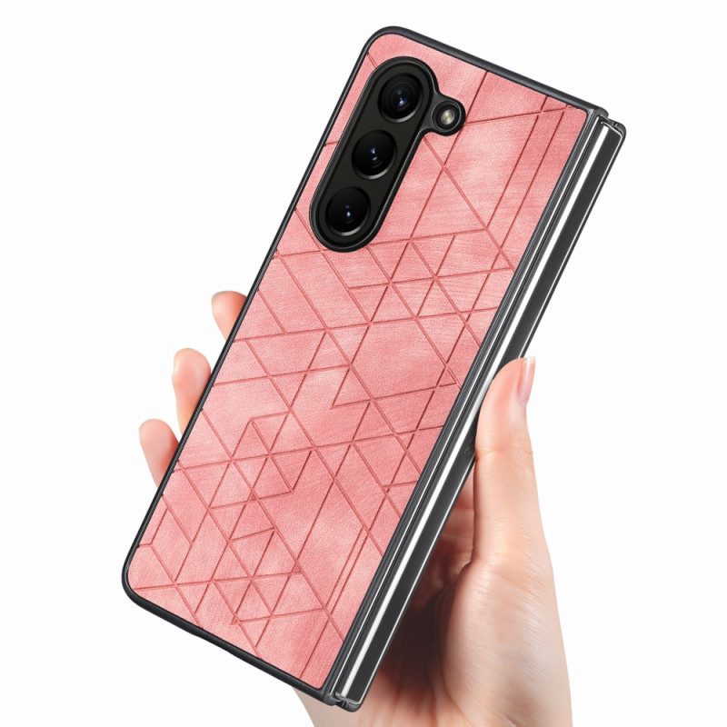 Skal För Samsung Galaxy Z Fold 5 Geometriska Mönster I Konstläder