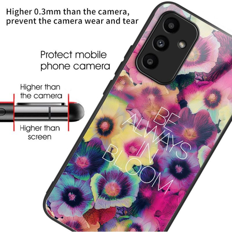 Skal Samsung Galaxy A15 Telefonfodral Färgglada Blommor I Härdat Glas