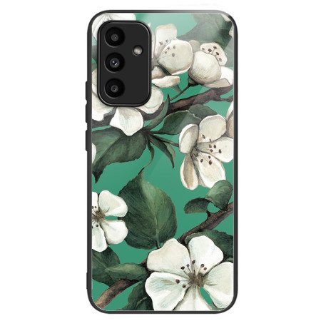 Skal Samsung Galaxy A15 Telefonfodral Härdat Glas Vita Blommor